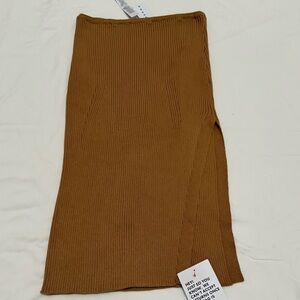 NWT Topshop Brown Ribbed Sweater Skirt with Slit